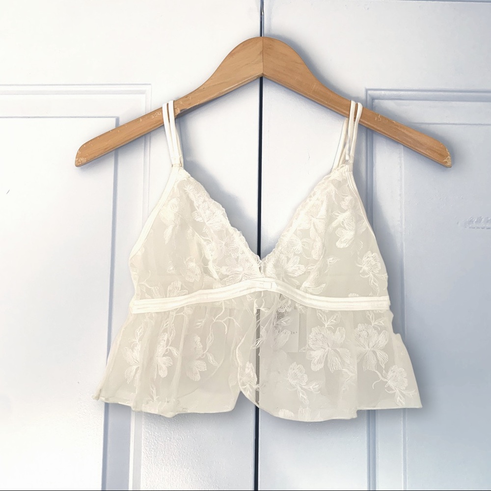 NWT Primark Women’s Ivory Floral and Mesh Bralette
